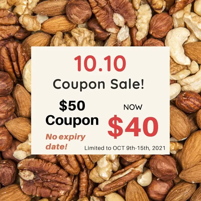 Nuts and snacks coupon sale 10.10